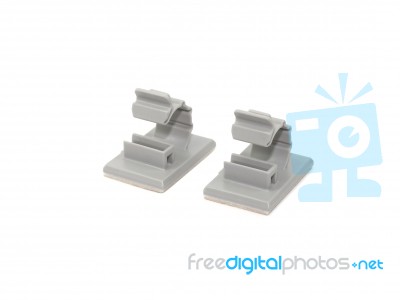 Round Releasable Cable Clamps Stock Photo