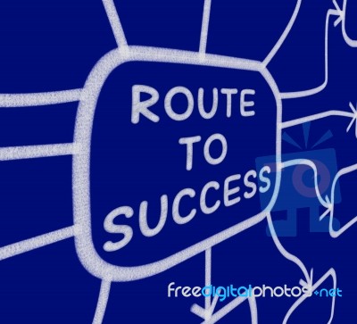 Route To Success Diagram Means Direction Of Progress And Achieve… Stock Image