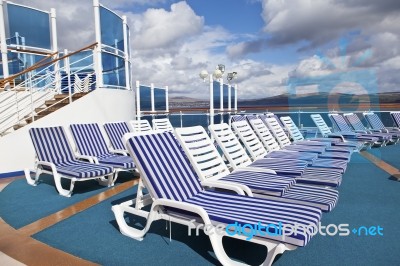 Row Of sunlounger Stock Photo