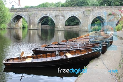 Rowing Boats On River Wear Stock Photo