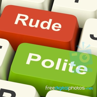Rude Polite Keys Means Good Bad Manners Stock Image