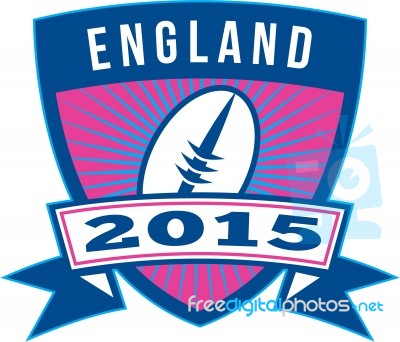 Rugby Ball England 2015 Shield Retro Stock Image