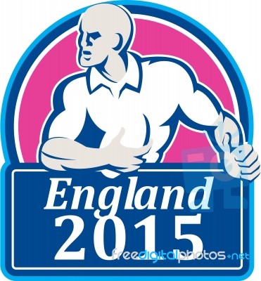 Rugby Player Running Ball England 2015 Retro Stock Image