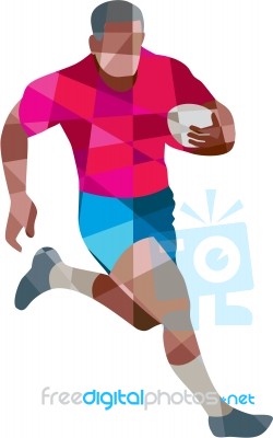 Rugby Player Running Side Low Polygon Stock Image