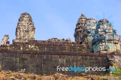 Ruins Of Phnom Bakheng Temple At Angkor Wat Complex Stock Photo