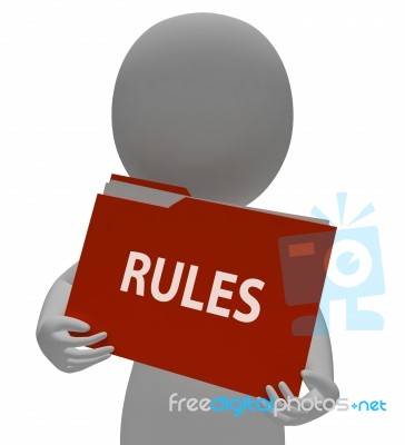 Rules Folder Shows Office Binder 3d Rendering Stock Image
