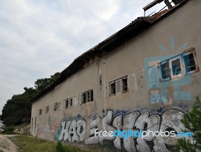 Rundown Ruins Of A Factory Building Stock Photo