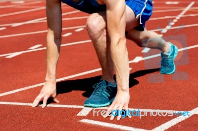 Runner Getting Ready For The Race Stock Photo