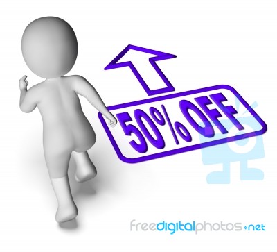 Running Character Shows Sale Discount Fifty Percent Off 50 Stock Image