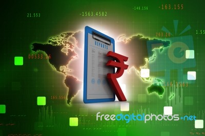 Rupee Currency With Document . 3d Rendering Illustration Stock Image