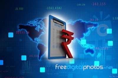 Rupee Currency With Document . 3d Rendering Illustration Stock Image