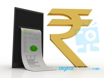 Rupee Currency With Mobile Phone . 3d Rendering Illustration Stock Image