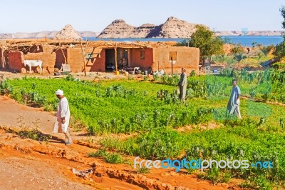 Rural Area Near Lake Nasser In Southern Egypt Stock Photo