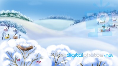 Rural Landscape In Frosty Winter Day Stock Image