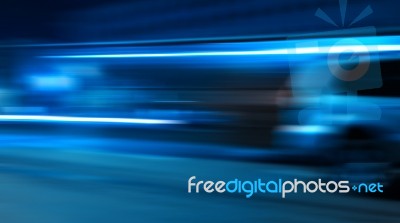 Rushing Car Light Traces Stock Photo