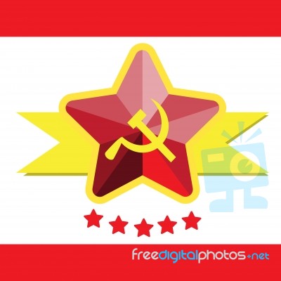 Russian Or Communist Flags Hammer And Sickle,  Illustration Stock Image