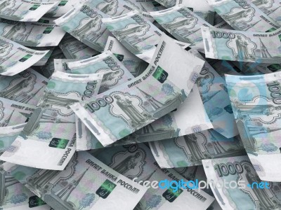 Russian Roubles Currency Background Stock Photo
