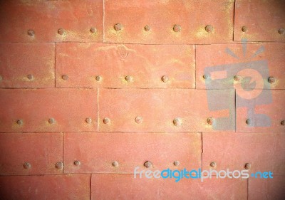 Rust Steel Metal Texture With Rivets Stock Photo