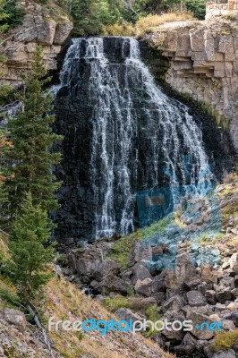 Rustic Falls - Waterfall Along Glen Creek Near Mammoth Hot Sprin… Stock Photo