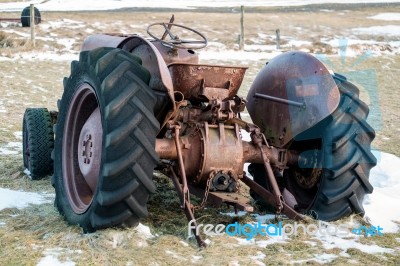 Rusty Tractor Abandoned In Iceland Stock Photo