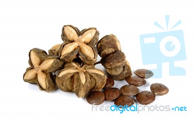 Sacha Inchi Peanut Seed On White Background Stock Photo