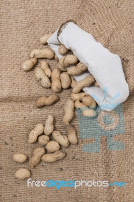 Sack Of Peanuts Stock Photo