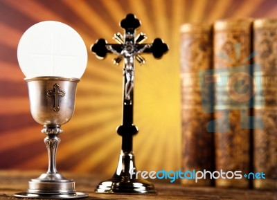 Sacrament Of Communion, Bright Background, Saturated Concept Stock Photo
