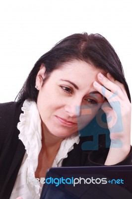 Sad Business Woman In Office Stock Photo