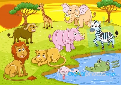 Safari Animals In Forest Stock Image