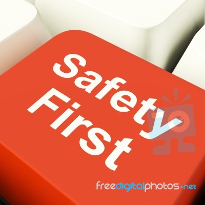 Safety First Computer Key Stock Image