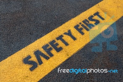 Safety Sign On Road Stock Photo