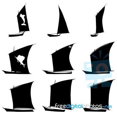 Sailboat Silhouettes Set Stock Image