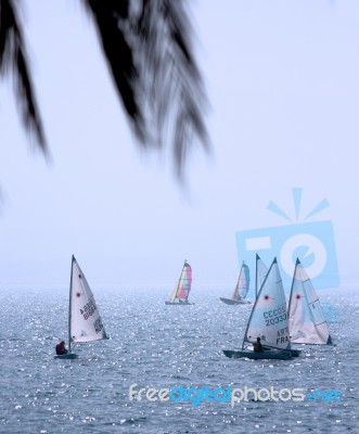 Sailing Race On Ocean Stock Photo
