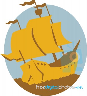 Sailing Ship Galleon Retro Stock Image