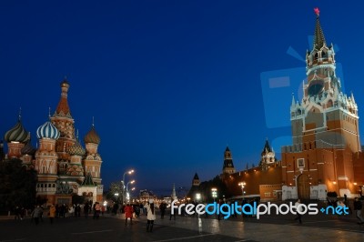 Saint Basil Cathedral And Kremlin Palace Stock Photo