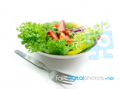 Salad And Fork Stock Photo