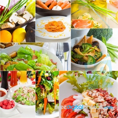 Salad Collage Composition Nested On Frame Stock Photo