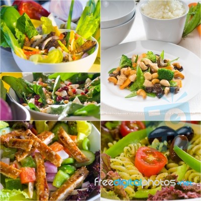 Salad Collage Composition Nested On Frame Stock Photo