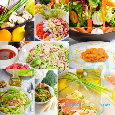 Salad Collage Composition Nested On Frame Stock Photo