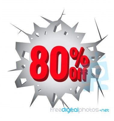 Sale 80% Percent On Hole Cracked White Wall Stock Image