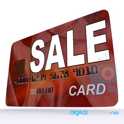 Sale Bank Card Shows Retail Bargains And Discounts Stock Image