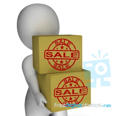 Sale Boxes Show Reduced Price And Big Savings Stock Image