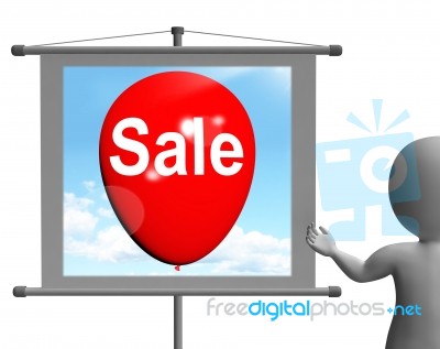 Sale Sign Shows Discount And Offers In Selling Stock Image
