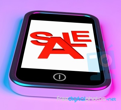 Sale Word On Mobile Screen Stock Image