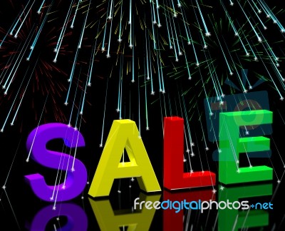 Sale Word With Fireworks Stock Image