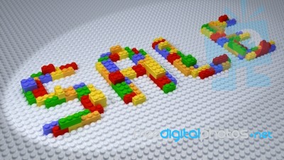 Sale Wording Constructed From Colorful Plastic Bricks Stock Image