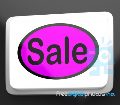 Sales Button Shows Promotions And Deals Stock Image