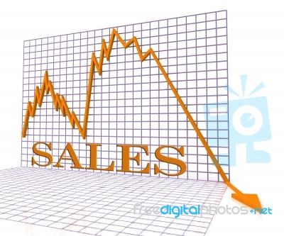 Sales Graph Negative Means Selling Downturn 3d Rendering Stock Image