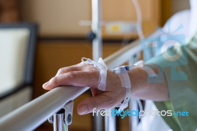 Saline Iv Drip For Patient Using Stock Photo