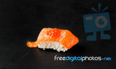 Salmon Nigiri With Salmon Roe Stock Photo